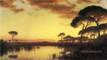  Stanley Galerie - Coucher de soleil Glow Roman Campagna paysage William Stanley Haseltine Paysage